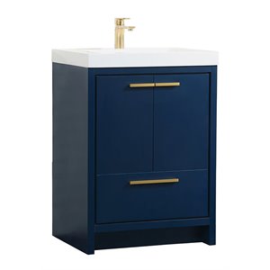 Elegant Decor Wyatt 24&quot Aluminum Alloy and MDF Single Bathroom Vanity in Blue