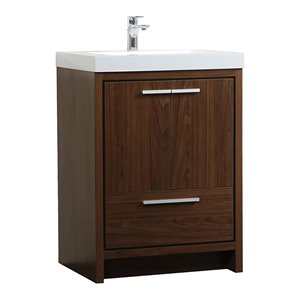 Elegant Decor Wyatt 24&quot Aluminum Alloy and MDF Single Bathroom Vanity in Walnut