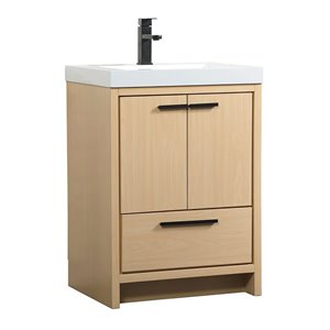 Elegant Decor Wyatt 24&quot Aluminum Alloy and MDF Single Bathroom Vanity in Maple