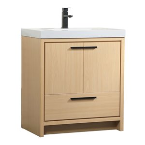 Elegant Decor Wyatt 30&quot Aluminum Alloy and MDF Single Bathroom Vanity in Maple