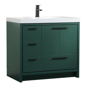 Elegant Decor Wyatt 36&quot Aluminum Alloy and MDF Single Bathroom Vanity in Green