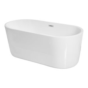 Elegant Decor Odette 59&quot Iron and Nylon Soaking Roll Top Bathtub in Glossy White