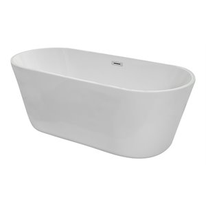 Elegant Decor Odette 65&quot Iron and Nylon Soaking Roll Top Bathtub in Glossy White