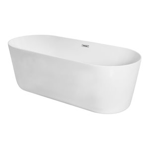 Elegant Decor Odette 71&quot Iron and Nylon Soaking Roll Top Bathtub in Glossy White