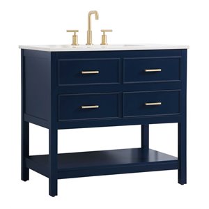 Elegant Decor Sinclaire 36&quot Aluminum Alloy & MDF Single Bathroom Vanity in Blue