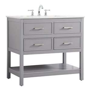Elegant Decor Sinclaire 36&quot Aluminum Alloy & MDF Single Bathroom Vanity in Gray
