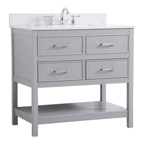 Elegant Decor Sinclaire 36&quot MDF Single Bathroom Vanity with Backsplash in Gray