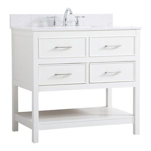 Elegant Decor Sinclaire 36&quot MDF Single Bathroom Vanity with Backsplash in White