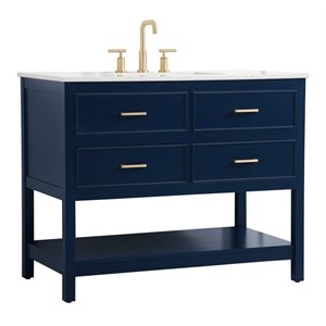 Elegant Decor Sinclaire 42&quot Aluminum Alloy & MDF Single Bathroom Vanity in Blue