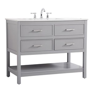 Elegant Decor Sinclaire 42&quot Aluminum Alloy & MDF Single Bathroom Vanity in Gray