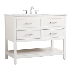 Elegant Decor Sinclaire 42&quot Aluminum Alloy & MDF Single Bathroom Vanity in White