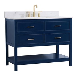 Elegant Decor Sinclaire 42&quot MDF Single Bathroom Vanity with Backsplash in Blue