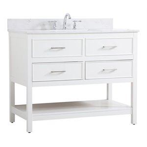 Elegant Decor Sinclaire 42&quot MDF Single Bathroom Vanity with Backsplash in White