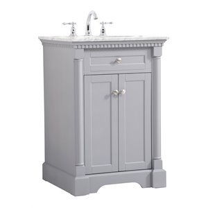 Elegant Decor Clarence 24&quot Solid Wood and Metal Single Bathroom Vanity in Gray