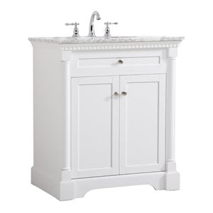 Elegant Decor Clarence 30&quot Solid Wood and Metal Single Bathroom Vanity in White