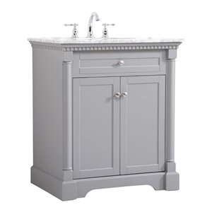 Elegant Decor Clarence 30&quot Solid Wood and Metal Single Bathroom Vanity in Gray