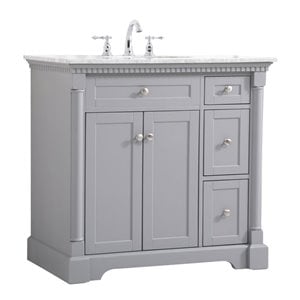 Elegant Decor Clarence 36&quot Solid Wood and Metal Single Bathroom Vanity in Gray