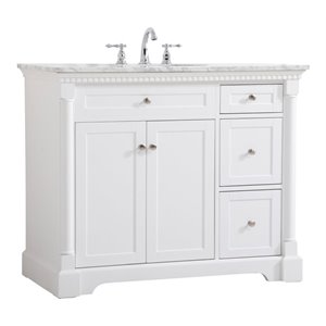 Elegant Decor Clarence 42&quot Solid Wood and Metal Single Bathroom Vanity in White