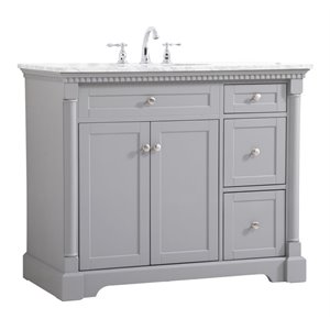 Elegant Decor Clarence 42&quot Solid Wood and Metal Single Bathroom Vanity in Gray