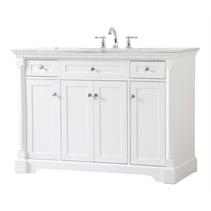 Elegant Decor Clarence 48&quot Solid Wood and Metal Single Bathroom Vanity in White