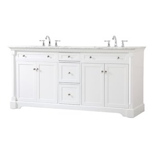 Elegant Decor Clarence 72&quot Solid Wood and Metal Double Bathroom Vanity in White