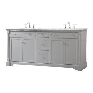 Elegant Decor Clarence 72&quot Solid Wood and Metal Double Bathroom Vanity in Gray