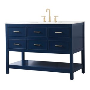 Elegant Decor Sinclaire 48&quot Aluminum Alloy & MDF Single Bathroom Vanity in Blue