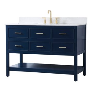 Elegant Decor Sinclaire 48&quot MDF Single Bathroom Vanity with Backsplash in Blue