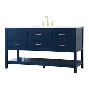 Elegant Decor Sinclaire 60&quot Aluminum Alloy & MDF Single Bathroom Vanity in Blue