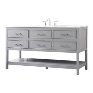 Elegant Decor Sinclaire 60&quot Aluminum Alloy & MDF Single Bathroom Vanity in Gray