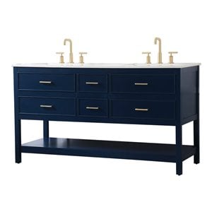 Elegant Decor Sinclaire 60&quot Aluminum Alloy & MDF Double Bathroom Vanity in Blue