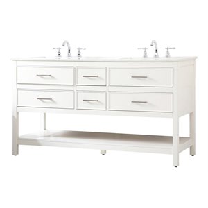 Elegant Decor Sinclaire 60&quot Aluminum Alloy & MDF Double Bathroom Vanity in White