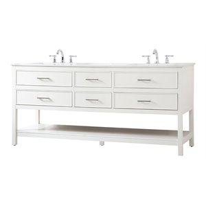 Elegant Decor Sinclaire 72&quot Aluminum Alloy & MDF Double Bathroom Vanity in White