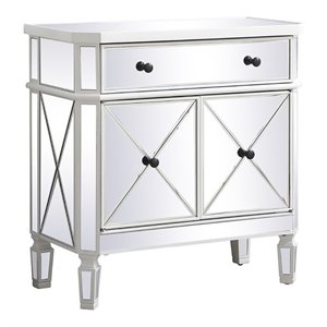 Elegant Decor Contempo 32&quot Metal and MDF Mirrored Cabinet in Antique White