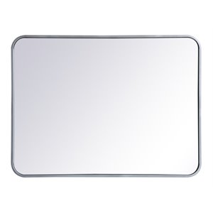 Elegant Decor Evermore 24x32&quot Soft Corner Metal Rectangular Mirror in Silver