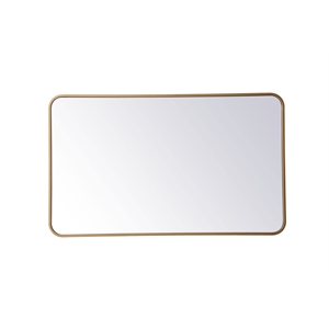 Elegant Decor Evermore 24x40&quot Soft Corner Metal Rectangular Mirror in Brass