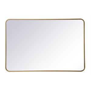 Elegant Decor Evermore 28x42&quot Soft Corner Metal Rectangular Mirror in Brass