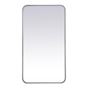 Elegant Decor Evermore 20x36&quot Soft Corner Metal Rectangular Mirror in Silver