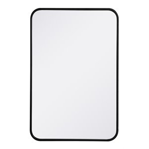 Elegant Decor Evermore 20x30&quot Soft Corner Metal Rectangular Mirror in Black