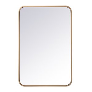 Elegant Decor Evermore 20x30&quot Soft Corner Metal Rectangular Mirror in Brass