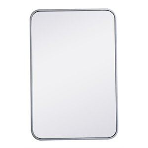 Elegant Decor Evermore 20x30&quot Soft Corner Metal Rectangular Mirror in Silver