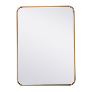 Elegant Decor Evermore 22x30&quot Soft Corner Metal Rectangular Mirror in Brass