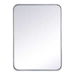 Elegant Decor Evermore 22x30&quot Soft Corner Metal Rectangular Mirror in Silver
