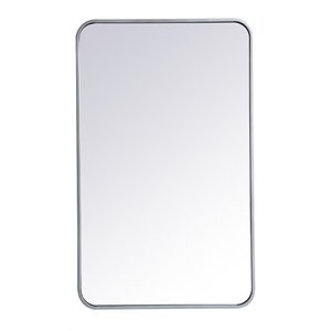 Elegant Decor Evermore 22x36&quot Soft Corner Metal Rectangular Mirror in Silver