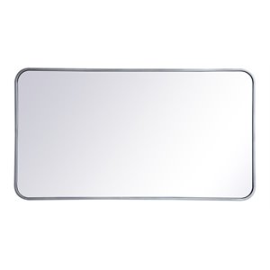 Elegant Decor Evermore 22x40&quot Soft Corner Metal Rectangular Mirror in Silver