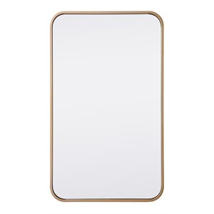 Elegant Decor Evermore 18x30&quot Soft Corner Metal Rectangular Mirror in Brass