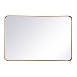 Elegant Decor Evermore 27x40&quot Soft Corner Metal Rectangular Mirror in Brass