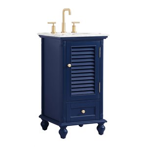 Elegant Decor Rhodes 19&quot Coastal Solid Wood Single Bathroom Vanity in Blue