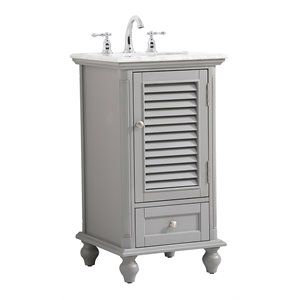 Elegant Decor Rhodes 19&quot Coastal Solid Wood Single Bathroom Vanity in Gray
