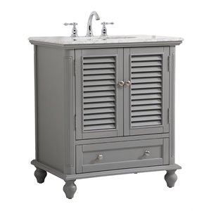 Elegant Decor Rhodes 30&quot Coastal Solid Wood Single Bathroom Vanity in Gray